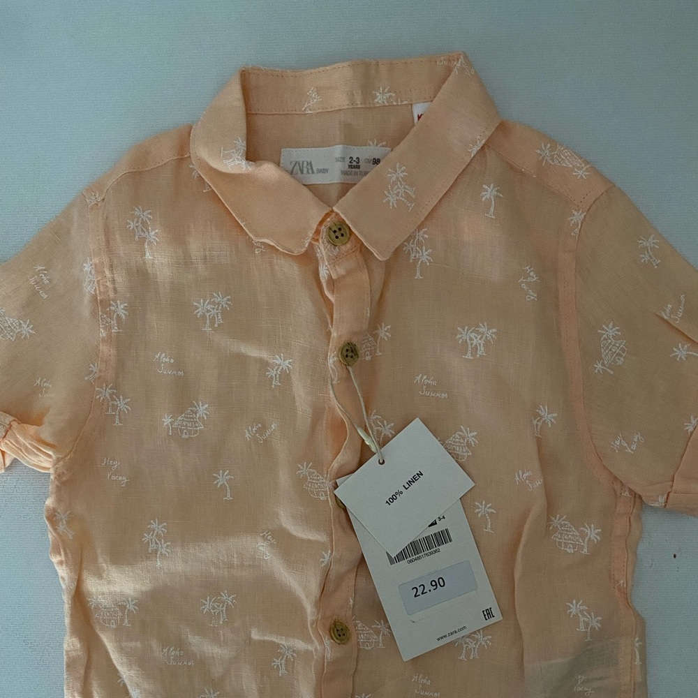 Never worn, new with tags Zara boys aloha button down!